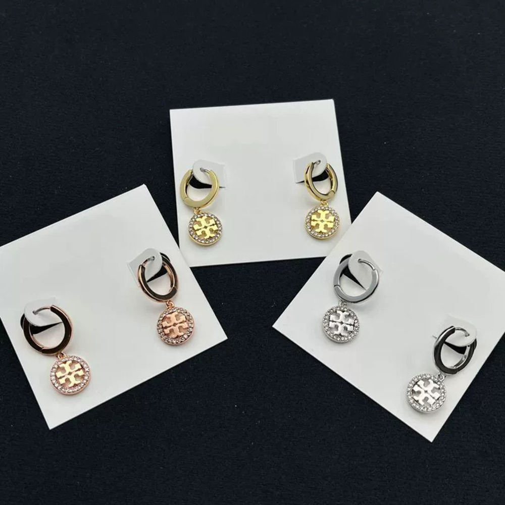 Tory Burch Micro Pave Hollow Round Double Earrings